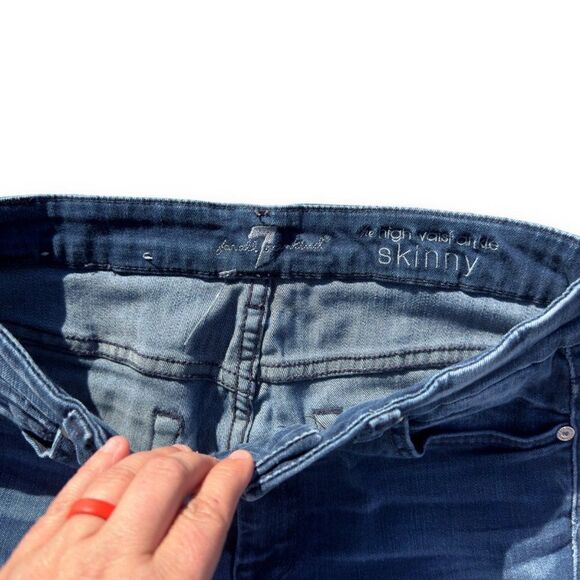 7 for all Mankind The High Waist Ankle Skinny Jeans Medium Wash Women's 28 - Picture 4 of 12